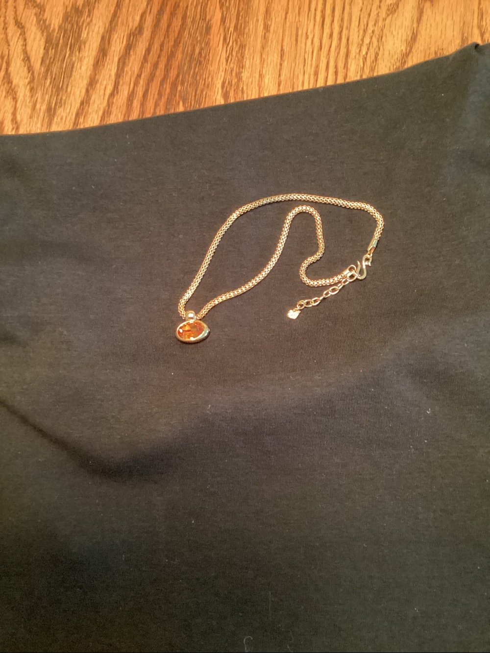 Swarovski Gold-Tone Necklace with Oval Amber Crystal Pendant